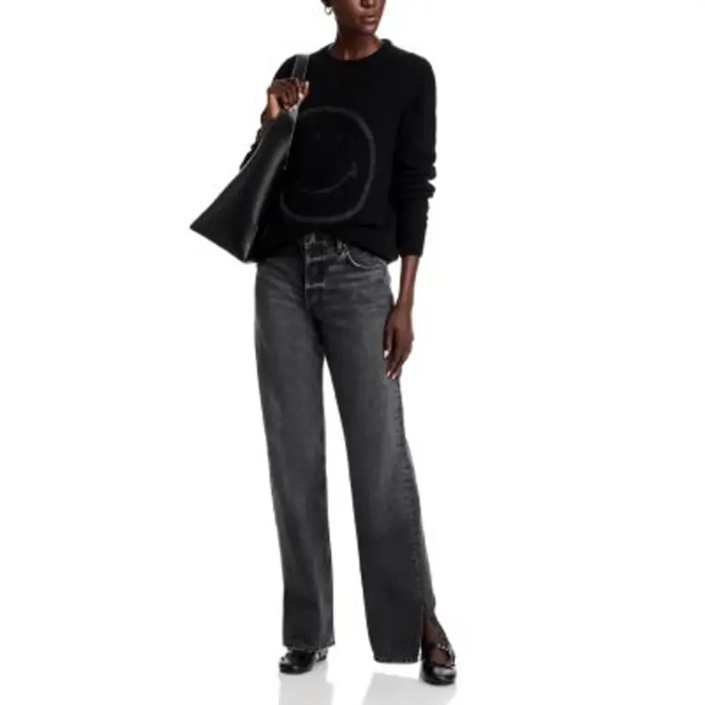 Joshua Sanders Women's Black Smile Knit Outline Sweater Size M NWT